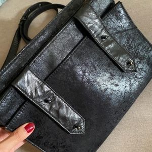 Black Matt & Nat texturized tote bag